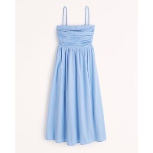 Abercrombie Poplin Midi Dress in Cornflower Blue